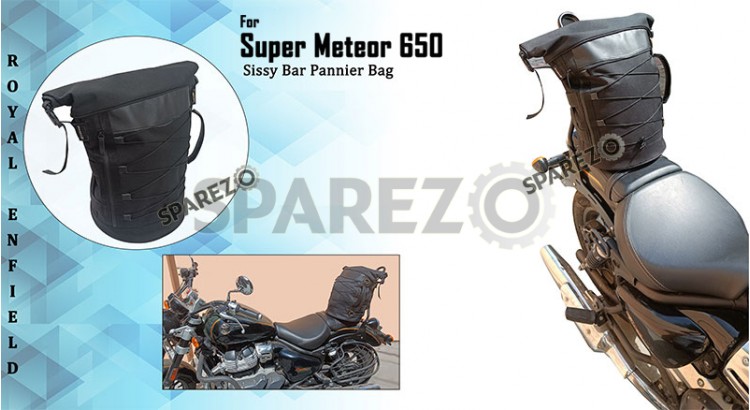 Royal Enfield Super Meteor 650 Sissy Bar Pannier Bag Black - SPAREZO